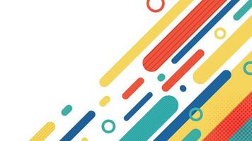 Creative abstract geometric background featuring colorful lines and circles in memphis inspired style vector