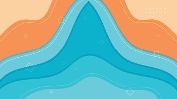 Creative abstract background with smooth ocean waves and beach elements in layered blue and orange tones vector