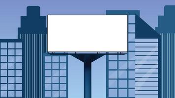 Blank billboard mockup in a modern cityscape with skyscrapers and empty advertising display frame vector