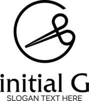 initial G scissors idea logo design vector