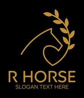 initial R with horse minimalist idea logo design vector