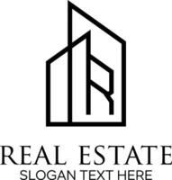 initial R wirh building line logo design vector