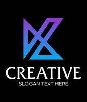 initial A K idea line logo design vector