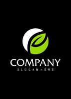 initial p with leaf logo design vector