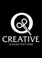 initial Q scissors idea logo design vector