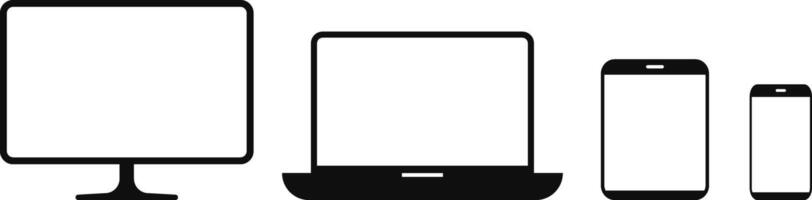 Digital Device icon set. Responsive display web design sign. Computer monitor and Laptop. Electronic device vector