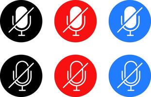 mute microphone icon set . Voice record buttons. mic off symbol. Retro vocal speaker buttons. Classical micro with volume off vector