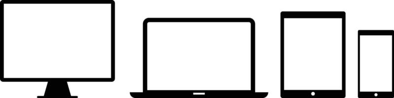 Digital Device icon set. Responsive display web design sign. Computer monitor and Laptop. Electronic devices vector