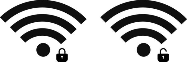 wifi lock and unlock icon set. Wireless Technology. internet symbol sign collection. Connection lost symbol vector