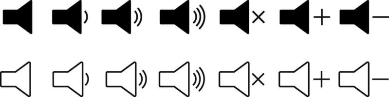 Sound icon set. Volume sign. Audio speaker. loudspeaker icons. Mute and unmute. media music symbol vector
