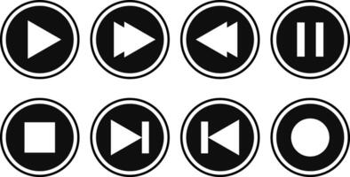 Media Player Buttons icon set. Play, pause, next signs. Music start sign. ideal for web and multimedia use vector