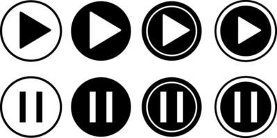 Play and pause button icon set. play button icons symbol. music start sign. Music player buttons. audio player button vector