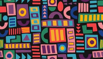 Hand drawn abstract seamless pattern. African ethnic bright background. vector