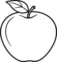 Simple Apple Line Art with Leaf - Minimal Black Fruit Outline vector