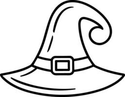 Curved Witch Hat Line Art - Magical Halloween Costume Illustration vector