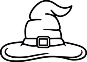 Curved Witch Hat Line Art - Halloween Illustration for Magical Themes vector