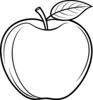 Simple Apple Line Art Illustration - Minimal Fruit Outline with Leaf vector