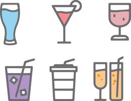 A set of different drinks and drinks icons vector