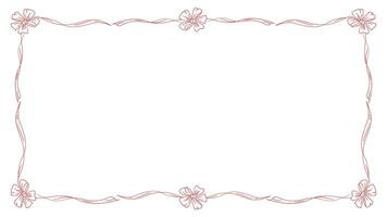 Elegant vintage frame with retro bows and ribbons in line style. template for graphic design vector