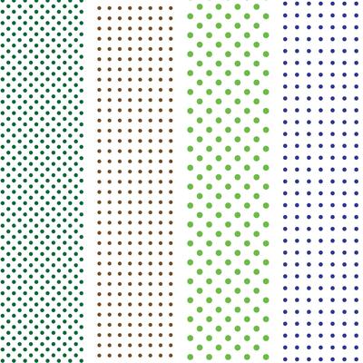collection of four different colored polka dot patterns