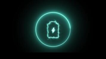 neon battery icon 2d animation digital rendering video
