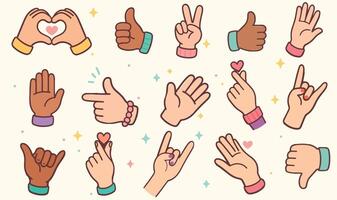 Set of different hand gestures vector