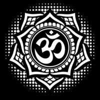 Intricate Black and White Om Symbol Mandala with Detailed Patterns vector
