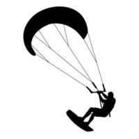 Silhouette of a Kitesurfer with kite in motion vector