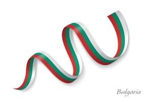 Bulgaria flag ribbon waving national colors vector