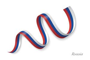 Russia flag ribbon waving national colors vector