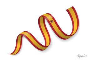 Spain flag ribbon waving national colors vector