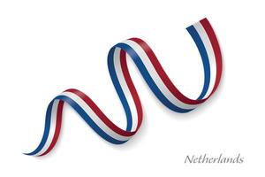 Netherlands flag ribbon waving national colors vector