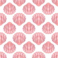 This illustration features a symmetrical pattern of delicate pink shells. The soft color palette adds a charming, beach-inspired touch, perfect for various designs. vector