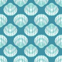 A seamless pattern featuring an assortment of beautifully detailed seashells, delicately arranged with soft ocean hues, perfect for beach-themed designs and decor vector