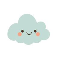 Happy pastel cloud with a soft face and gentle blush, ideal for cheerful weather visuals, children sky themes, and calm atmosphere designs vector