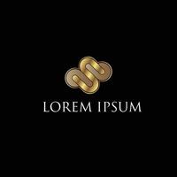 Luxury Gold Abstract Interlocking S Loop Logo Template vector