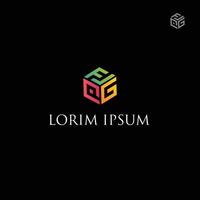 Hexagonal Box with Letters FPG Monogram. vector