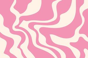 Pink Psychedelic Wavy Background. A retro pink and cream abstract background with flowing wavy lines. Great for 70s-style designs, posters, or fashion elements. vector
