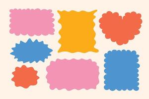 Abstract Blob Frame Collection. A playful set of organic blob style frames in bold retro colors. Perfect for digital templates, posters, and modern creative projects. vector