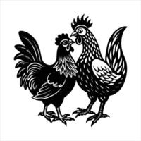 a hen and rooster touching beaks vector