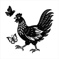 a chicken running with wings vector