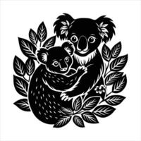 mother koala and joey surrounde vector
