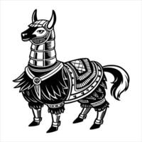 llama in battle armor a warrior vector