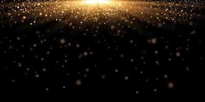Golden Particles Sparkle Gently on a Rich Black Background, Creating a Stunning and Mesmerizing Visual Experience vector