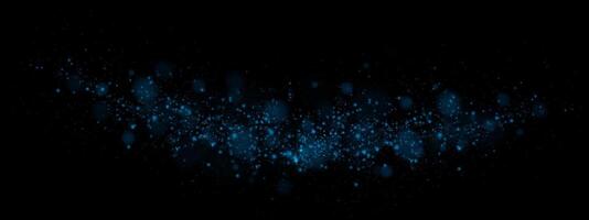 Enchanting Mystical Blue Particles Dance Across a Dark Black Background, Creating a Dreamy Visual Effect vector