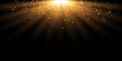 Radiant and Shimmering Golden Light with Sparkling Effects against a Dark Background Creating a Stunning Visual vector