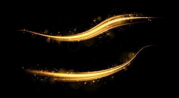 The Elegant Golden Waves on a Black Background Create a Striking Visual Experience Full of Beauty and Style vector