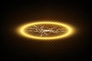 A Breathtakingly Stunning Glowing Energy Ring Adorned with Intricate and Complex Lightning Patterns and Designs vector