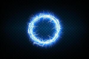 An Electric Circle Enhanced with Lightning Effects Set Against a Dark Background for a Striking Visual Impact vector