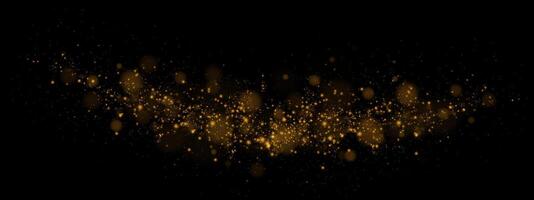 Shimmering Glittering Gold Particles on a Rich Black Background Ideal for Creating Elegant Designs and Artworks vector